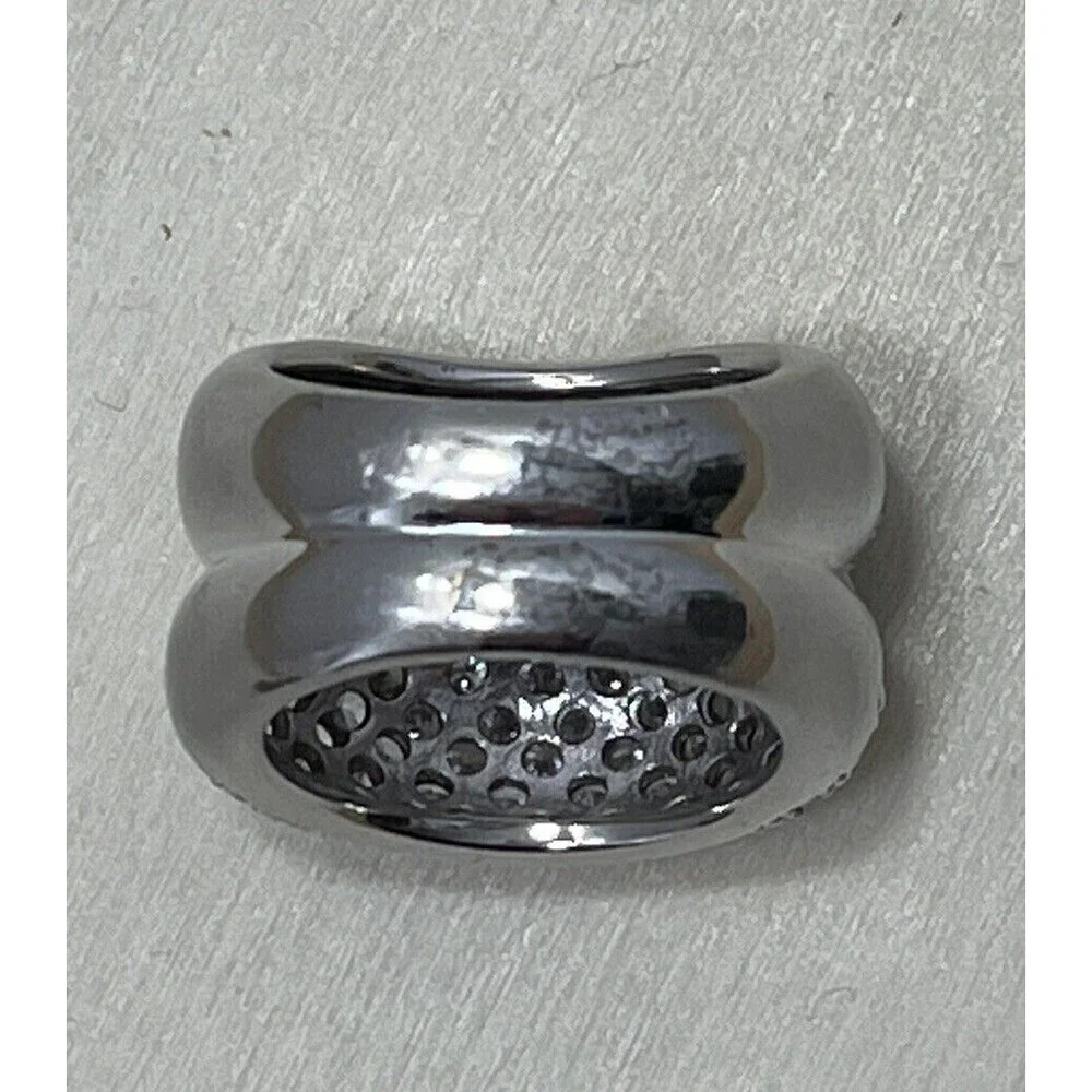 925 STERLING SILVER PAVÉ SET CZ DOUBLE BAND RING, SIZE 6.25 - Regency Mob Wife